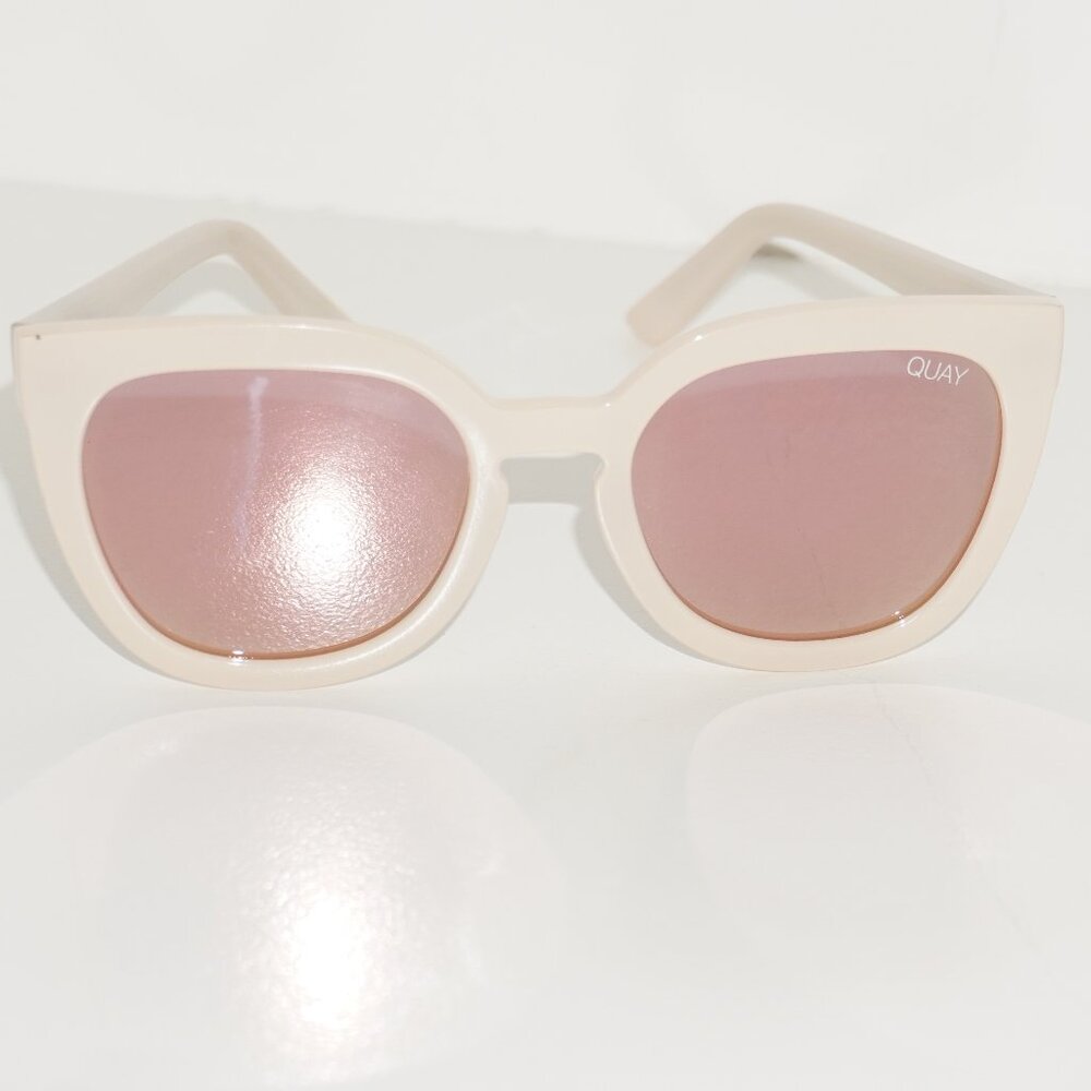 Quay Australia Women's Sunglasses in White with Pink Reflective Lens